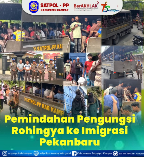 Kedepankan Kemanusiaan, Satpol-PP Kampar Kawal Proses Pemindahan Pengungsi Rohingya ke Imigrasi Pekanbaru