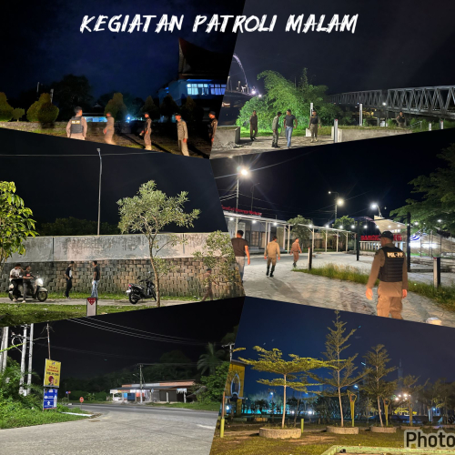 Satpol-PP Kampar Patroli Malam di Tugu Sajoangan, Taman Kota dan Jembatan WFC
