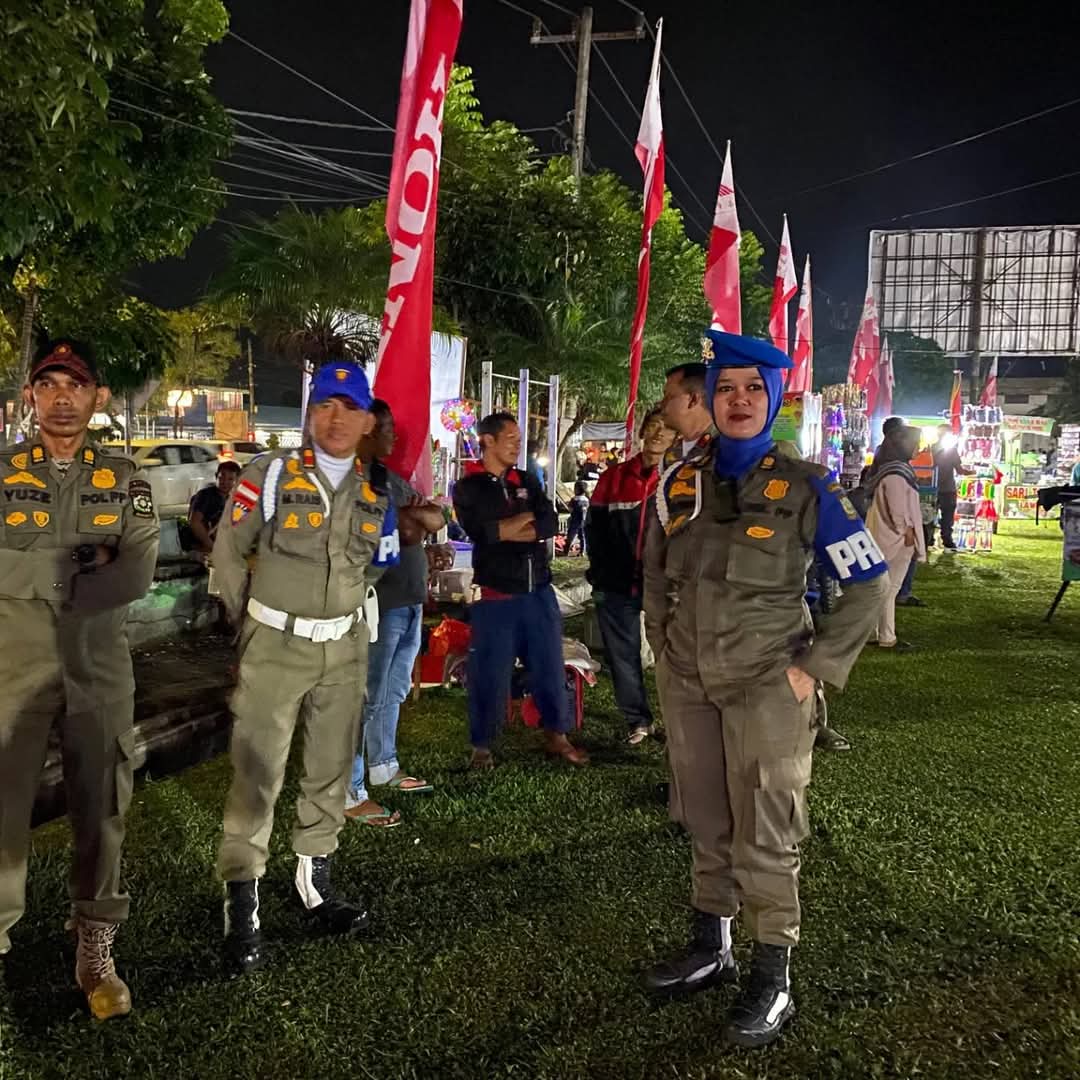 Jaga Puncak HUT Kampar di Lapangan Merdeka, Ratusan Personil Satpol-PP Kampar Dikerahkan