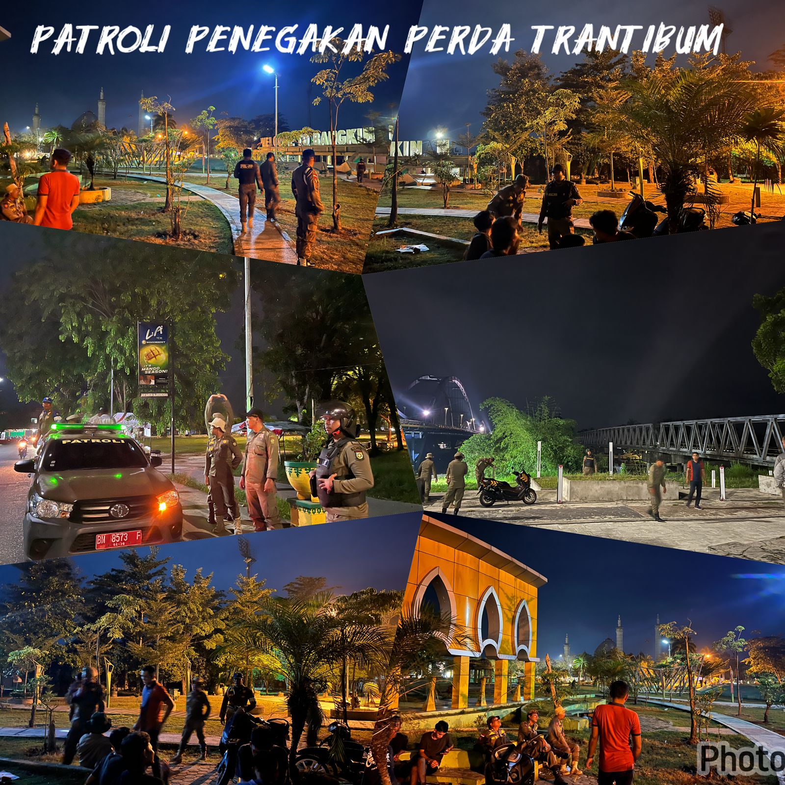 Cegah Kriminalitas, Satpol-PP Kampar Tegur 4 Pemuda Duduk Hingga Dini Hari di Taman Kota