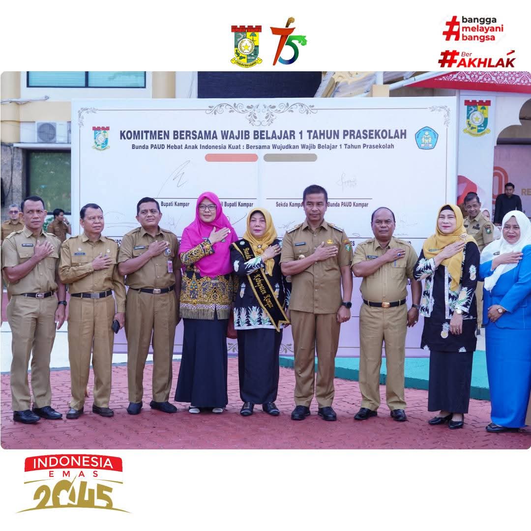 Pemkab Kampar Teken Komitmen Wajib Belajar 1 Tahun Prasekolah, Dukung Program Nasional 13 Tahun